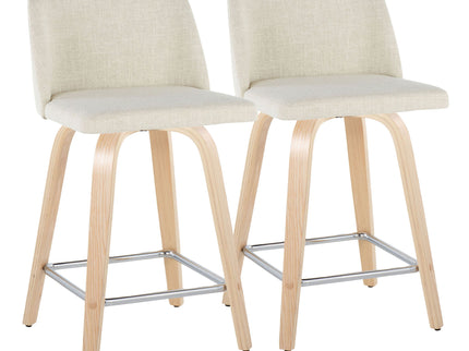 Toriano - Contemporary Fixed Height Counter Stool Swivel With Square Footrest (Set of 2)