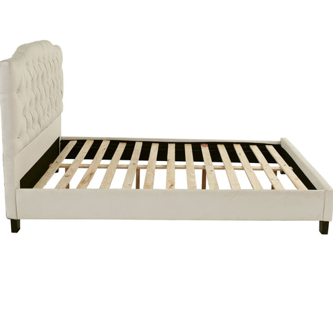 Modern Bed Frame With Tufted Upholstered Headboard
