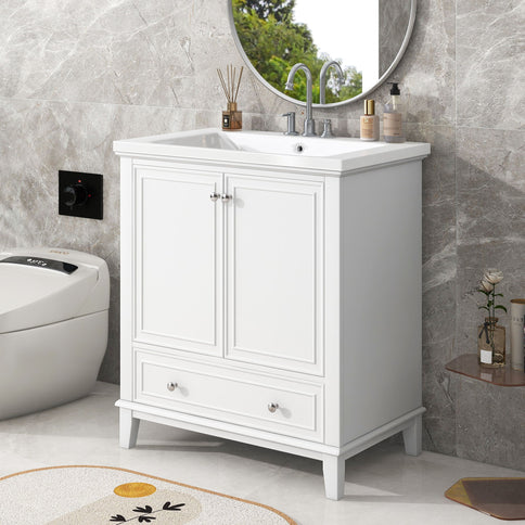 Modern Bathroom Vanity With Sink Combo, Multi Functional Cabinet With Doors And Drawer