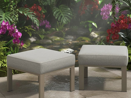 All-Weather Patio Ottomans With Thick Cushions (Set of 2)