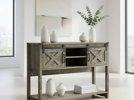 Farmhouse Entryway Table With Sliding Barn Door