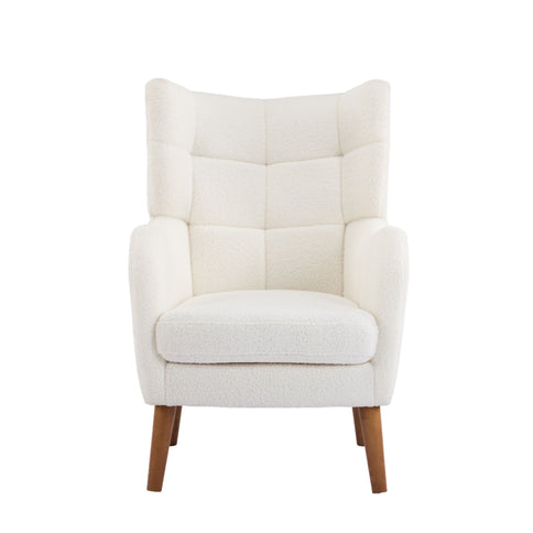 Accent Chair With Birch Wood Legs - White