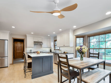 Modern Ceiling Fans Dimmable LED Light Quiet DC Reversible Motor For Indoor & Outdoor - White