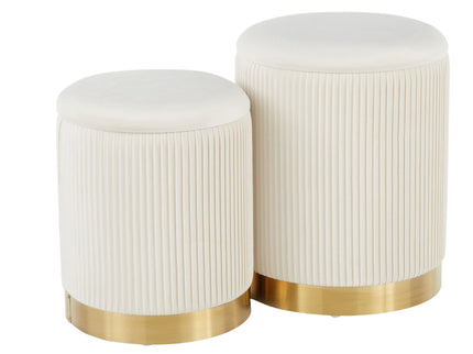 Marla - Contemporary Nesting Pleated Ottoman Set