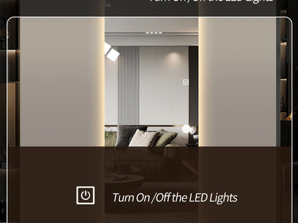 LED Full Length Wall Mirror With Symmetrical Arch Design, 3 Color Dimmable Lighting - Silver