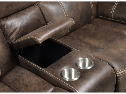 Power Reclining Loveseat - Brown - Fabric