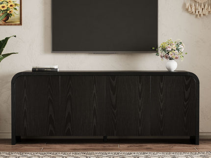 Curved Edge TV Stand With Large Cabinets