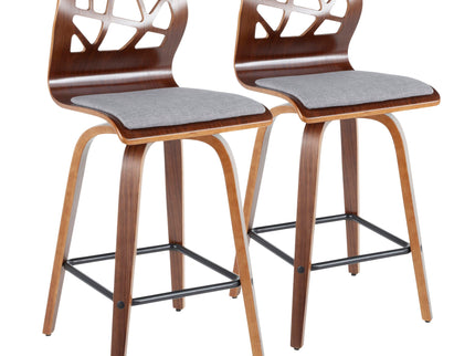 Folia - Mid Century Modern Fixed Height Counter Stool With Swivel (Set of 2)