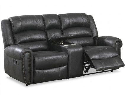 Power Reclining Loveseat With USB Port And Cup Holder Console - Black