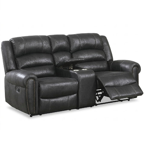 Power Reclining Loveseat With USB Port And Cup Holder Console - Black