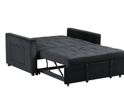 Maeve - Convertible Sleeper Loveseat With Tufting and Side Pocket - Black