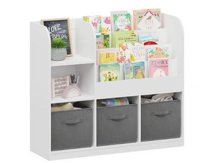 Bookcase And Bookshelf With 3 Collapsible Drawers, Multifunctional Display Stand