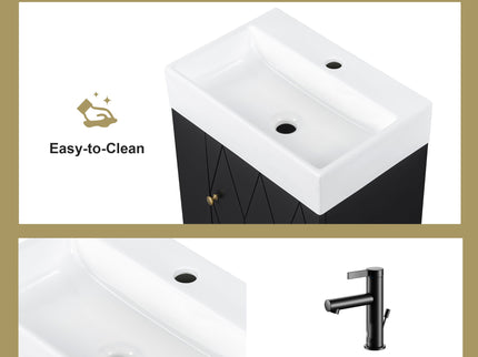 Modern Bathroom Vanity With Sink, Diamond Pattern Doors