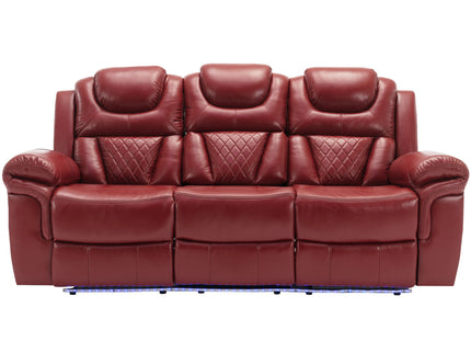 Home Theater Seating Manual Recliner Chair With Center Console And Led Light Strip For Living Room