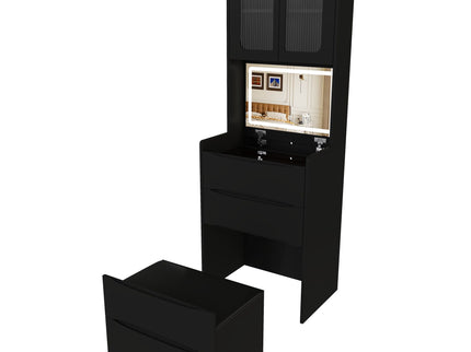 3 In 1 Vanity Table With LED Mirror & Storage Stool For Bedroom