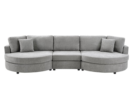 Modern 3 Seater Upholstered Sofa With Curved Design