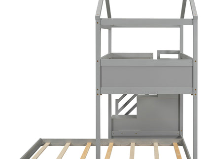 House Style Bunk Bed With Storage Staircase And board