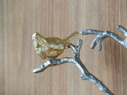 Metal Branch Wall Sculptures With Bird Accents (Set of 2) - Silver Multi