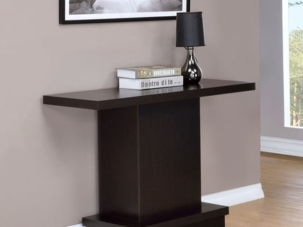 Fiona - Pedestal Console Table With Geometric Design - Cappuccino
