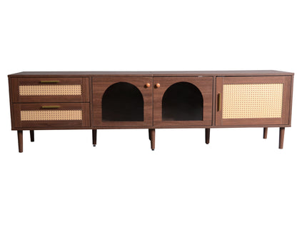 TV Stand With 3 Cabinets & 2 Drawers, LED Light Media Console For TVs Up To 80" - Dark Brown