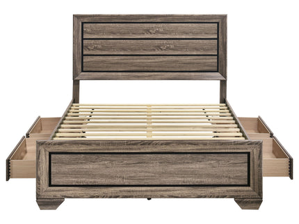 Queen Storage Bed With Underbed Drawers - Brown