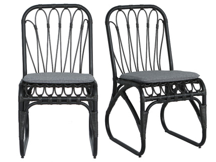 Outdoor Wicker Dining Chairs With Washable Cushion (Set of 2)