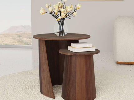 Lionett - 2 Piece Round Nesting Table Set And Round Design - Dark Brown