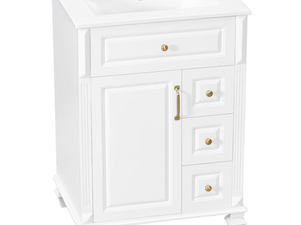 Freestanding Bathroom Vanity With Sink, 3 Drawers & Flip-Out Drawer