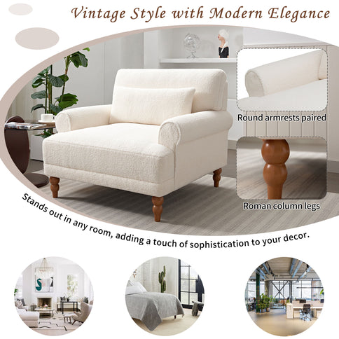 Elegant Circular Armrests, Ergonomic Lumbar Support, Vintage Roman Column Legs, Luxurious Large Size, Enhances Living Room Aesthetics, For Living Room, Bedroom And Study