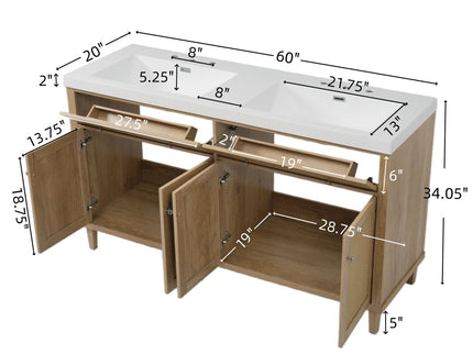 Bathroom Vanity With Double Sink, Large Storage Space