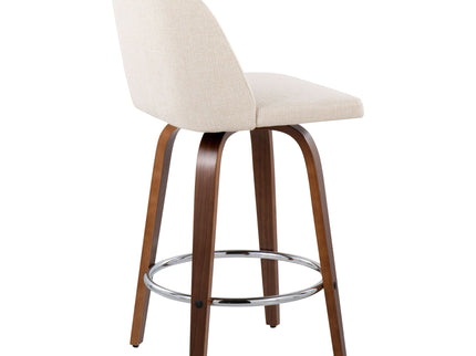 Toriano - Mid-Century Modern Fixed Height Counter Stool With Round Footrest (Set of 2)