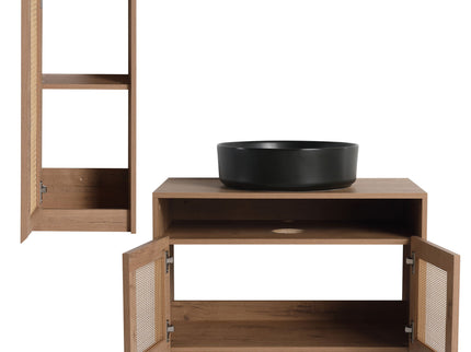 Bathroom Vanity With Art Sink And Side Cabinet, Float Mounting Design