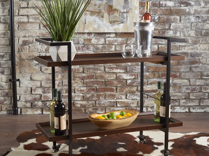 Modern Industrial Bar Cart With Shelving And Casters