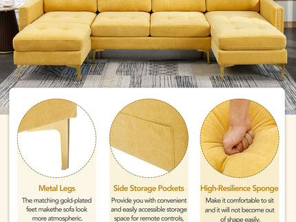 Modern L - Shape Convertible Sectional Sofa With Movable Ottoman