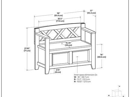 Amherst - Small Transitional Entryway Storage Bench