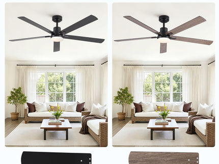 Ceiling Fan With Lights And Remot With Quiet DC Motor, 6 Speeds, Reversible Blades - Black