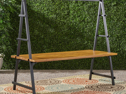 Huckleberry - Acacia Wood Outdoor Dining Table With Plant Hanger - Teak