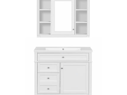 Bathroom Vanity With Mirror Cabinet, Storage Cabinet With 2 Soft Closing Doors And 4 Drawers, Undermount Sink