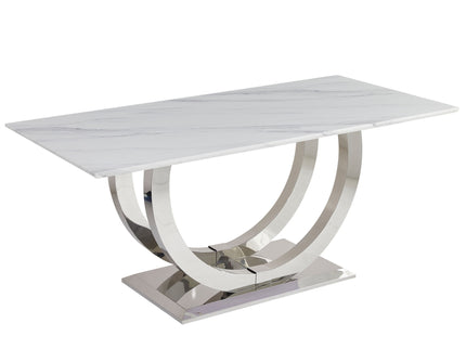Rectangular Dining Table - Silver / White