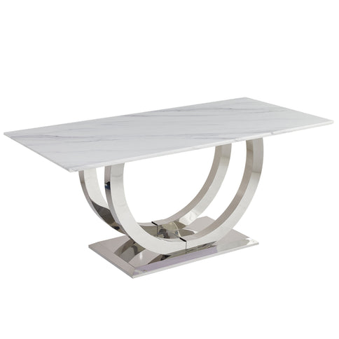 Rectangular Dining Table - Silver / White