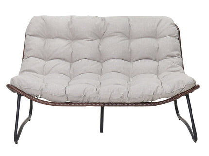 Patio Loveseat Sofa With Extra Thick Tufted Cushion - Brown