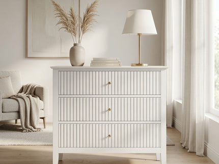 3 Drawer Nightstand, Wide With Soft Close Slides - White