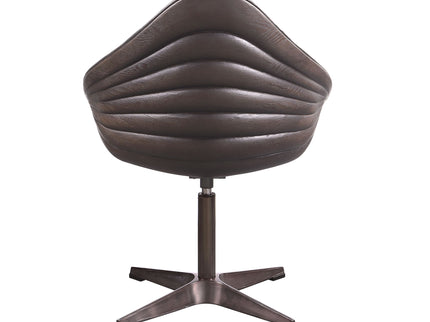 Pipino - Top Grain Leather Accent Chair With Swivel - Antique Ebony
