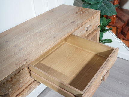 Rustic Wood Console Table With 3 Drawers Entryway Table For Hallway, Foyer, Or Office - Natural / Natural & Light Brown / Natural Wood / Natural Wood Wash / Natural / Rustic