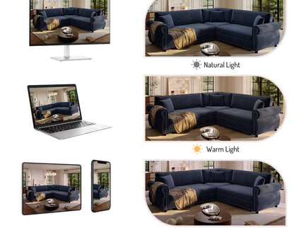 L-Shaped Sofa Couch With Pull-Out Bed