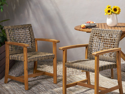 Outdoor Dining Chair Acacia Wood Frame (Set of 2)
