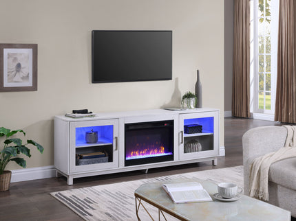 Summit - TV Stand Console With Fireplace - White Walnut Finish