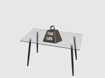 Modern Minimalist Rectangular Glass Dining Table With Tempered Glass Top Metal Legs, For 4 - 6 - Transparent