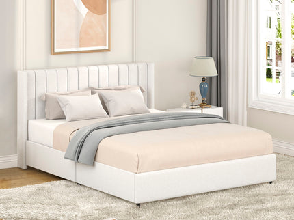 Anda - Boucle Upholstered Platform Bed With Patented Drawers Storage - Ivory
