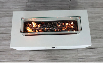 Rectangular Propane Fire Pit Table With Fiber Reinforcement And Adjustable Flame Control - Gray